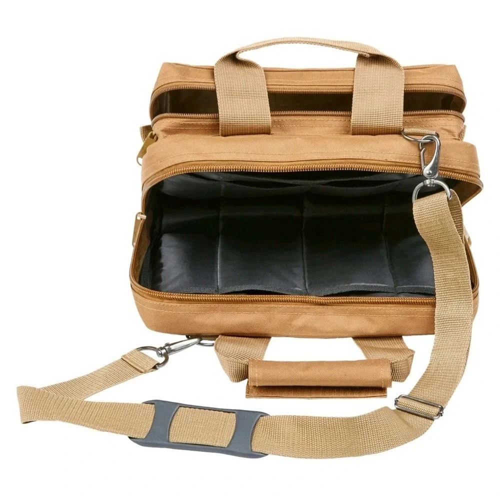 Bulldog Tactical BDT917T Deluxe 2 Pistol Range Soft Bag Tan MOLLE Utility Case